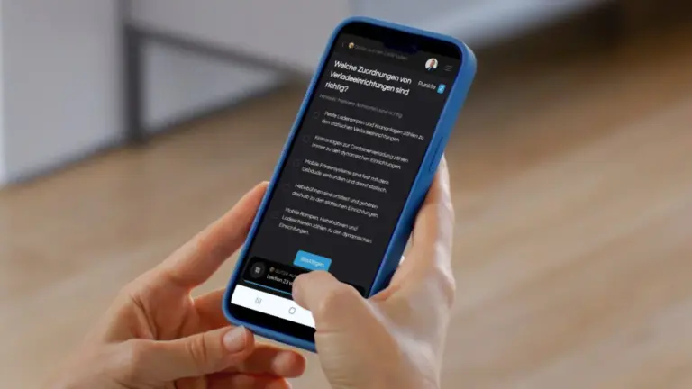 Wissenscheck nach jeder Lektion – direkt am Smartphone