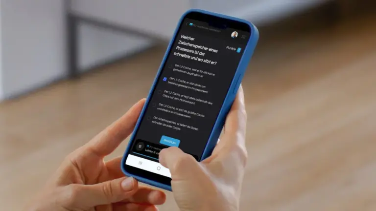 Wissenscheck nach jeder Lektion – direkt am Smartphone