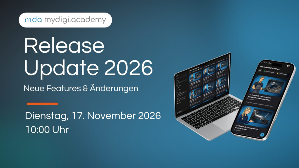 Release Update 2026, Webinar am 17. November 2026 um 10:00 Uhr: neue Features und Änderungen der MyDigiAcademy Lernplattform